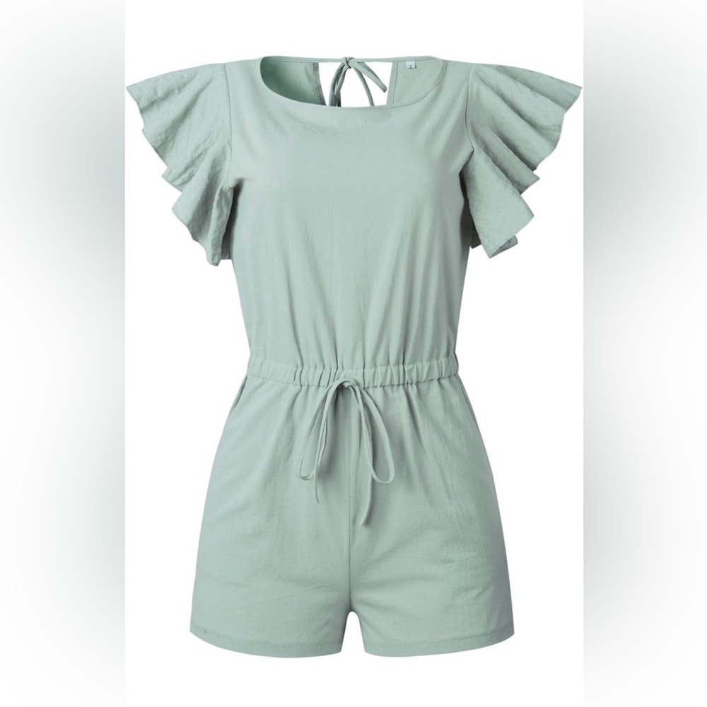 NWT  Women’s Mint Loose Casual Ruffle Cap Sleeve Romper Size: Small